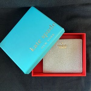 Kate Spade Glitter Silver Sparkle Metallic Wallet